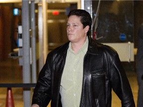 Police officer Stéfanie Trudeau, Agent 728, leaves the Montreal courthouse in Montreal on Tuesday October 27, 2015.