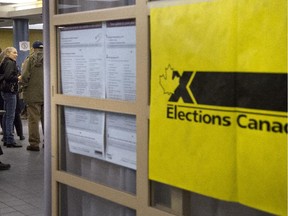 Voters went to vote at advance polls at Dawson College in Montreal, Friday October 9, 2015.