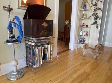 An old turntable and shisha pipe are just some of the retro and other interesting decor in Stephanie Carrière's place. (Phil Carpenter / MONTREAL GAZETTE)