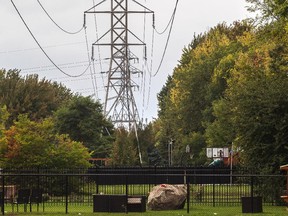 Hydro-Québec near the backyards of homes on Kreighoff Ave. in Côte-St-Luc.