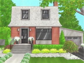 Introducing more greys and blacks, around the windows and doors, changes the look of the facade dramatically.