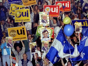 Sovereignists rally at the Verdun Auditorium on Oct. 25, 1995.
