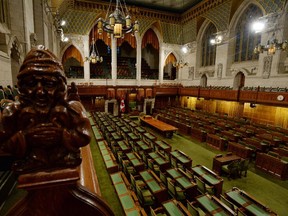 The newly arranged House of Commons which added 30 new seats is pictured on Parliament Hill in Ottawa on Thursday, Oct. 15, 2015.