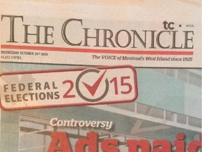 The West Island Chronicle will stop publishing, Oct. 21, 2015.
