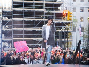 Justin Bieber performs on NBC's "Today" show at Rockefeller Plaza on Wednesday, Nov. 18, 2015 in New York. (Photo by Charles Sykes/Invision/AP)