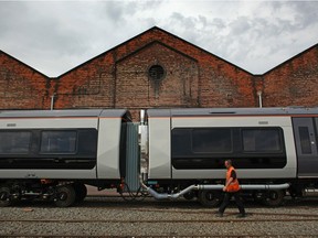 A worker at railway carriage manufacturers Bombardier in the U.K. in 2011.