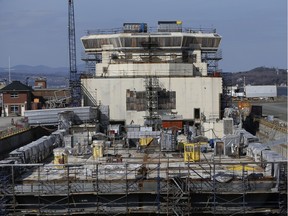 A ship in construction is seen at the Davie Shipyard in Lévis, April 30, 2013.