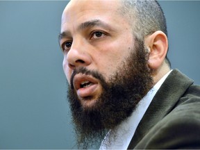 Adil Charkaoui attends a news conference in Montreal on Friday, February 27, 2015.