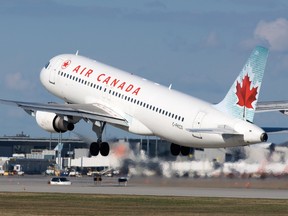 An Air Canada A320 takes off.