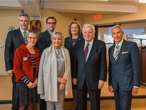 Lise Watier, centre front, celebrates the fifth anniversary of the Old Brewery Mission’s Lise Watier Pavilion. With her in the front row, from left, are Jill Martis, Morrie Cohen and Rick Leckner; back row from left, Matthew Pearce, Eric Maldoff and Marie Claire Morin.