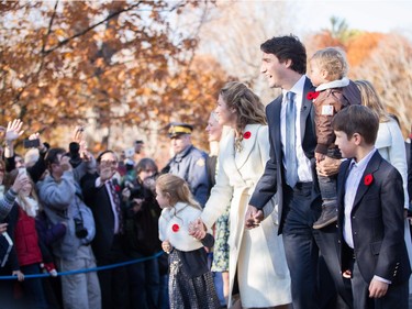 Prime Minister designate Justin Trudeau arrives at Rideau Hall with his family to be sworn in as the 23rd Prime Minister of Canada  in Ottawa, Ontario, November 4, 2015.