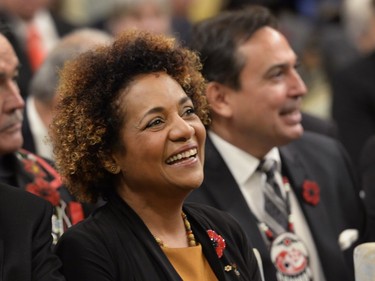 Former Canadian governor-general Michaëlle Jean smiles during the swearing-in ceremony for Canadian Prime minister-designate Justin Trudeau  in Ottawa on November 4, 2015.