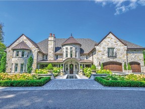 Exterior of  mansion in Magog on the shores of Lake Mephremagog that sold in October 2015 for a record-setting $13.25 million. (Photo courtesy of Royal LePage.)
