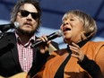 Singers Mavis Staples (R) and Jeff Tweedy perform during the Comedy Central 'Rally to Restore Sanity And/Or Fear' on the National Mall October 30, 2010 in Washington, DC.