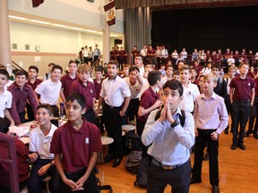 Loyola High School students at the annual hockey raffle in October, a fundraiser for the school's foundation.