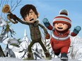 La guerre des tuques' voice cast includes Nicholas Savard L'Herbier as the main character, Luc, left, and Catherine Trudeau as Jacques.