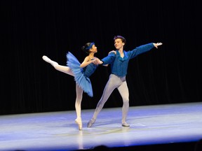 Mateo Picone and Karolyn Chen in an award-winning performance of the Bluebird pas de deux from The Sleeping Beauty at the American Dance Awards. Picone, 15, will dance the role of the Nutrcracker Prince in the Ballet Ouest version of the holiday classic. Photo courtesy of Ballet Ouest.