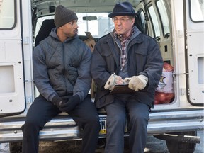 Michael B. Jordan, left, as Adonis Johnson and Sylvester Stallone as Rocky Balboa in the new movie Creed.