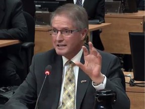 Michel Lalonde, head of engineering firm Genius conseil (formerly Groupe Seguin), is shown in a frame grab as he testifies at the Charbonneau inquiry looking into corruption in the Quebec construction industry Wednesday, January 23, 2013 in Montreal.