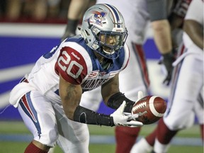 Alouettes running-back Tyrell Sutton needs 80 rushing yards to reach 1,000 for the season.