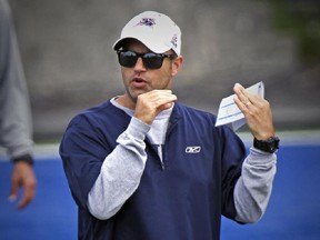 Noel Thorpe signals to his players during practice at Stade Hébert in Montreal Wednesday July 08, 2015.