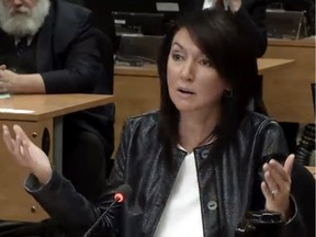 Former Quebec cabinet minister and Liberal MNA  Nathalie Normandeau, testifies at the Charbonneau Commission Wednesday June 18, 2014 in Montreal. (Charbonneau Commission via The Gazette)