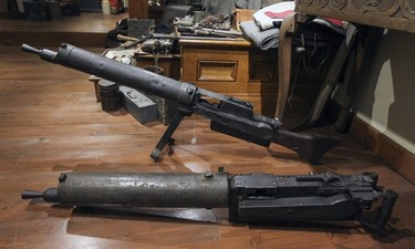 A pair of German machine guns on display at the Canadian Centre for the Great War, a private collection of first world war memorabilia owned by Mark Cahill, in Montreal Tuesday November 03, 2015.