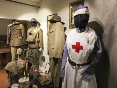 A uniform of a typical Canadian military nurse on display at the Canadian Centre for the Great War, a private collection of first world war memorabilia owned by Mark Cahill, in Montreal Tuesday November 03, 2015.