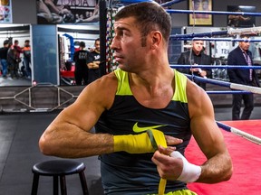 Romanian Canadian boxer Lucian Bute, former IBF super- middleweight champion, trains out of the Grant Brothers Gym in Dorval, on Wednesday, Nov. 11, 2015.