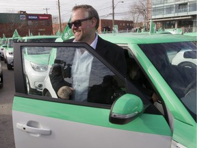 Alex Taillefer of the company Téo with a fleet of electric car taxis in Montreal, Wednesday November 18, 2015.
