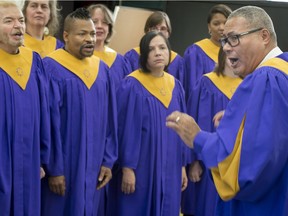 “Gospel touches so many hearts,” says Kim Sherwood, seen at right leading the People's Gospel Choir in rehearsal at Tyndale St. Georges Community Centre in Little Burgundy. “It’s like a ministry of sorts."
