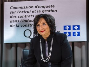 Justice France Charbonneau held a press conference in Montreal, on Tuesday, November 24, 2015 to comment on her report into corruption and collusion in the construction industry.