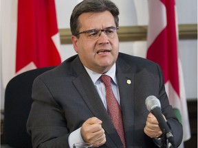 Montreal mayor Denis Coderre delivers details of the city's budget for 2016 in Montreal Wednesday, November 25, 2015.