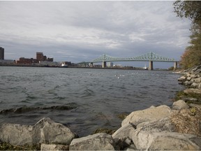 The St Lawrence River looking onto Montreal's Jacques Cartier Bridge, Monday October 19, 2015.