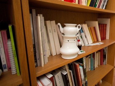 On the shelves in her home office.  (Allen McInnis / MONTREAL GAZETTE)