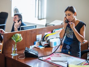 Director Narod Odabasiyan, right, with  Khajag Aghazarian at Hay Doun, one of the non-profit groups that has helped settle 650 Syrian refugees in Quebec through private sponsorships in the past year.