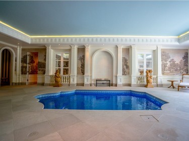 The interior pool , which is linked to the master bedroom upstairs via an elevator. (Photo courtesy of Royal LePage.)