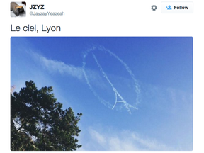Twitter image of sky over Lyon, France, Nov. 16, 2015.