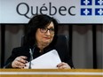 Superior Court Justice France Charbonneau speaks at a press conference after the findings of her report that looked into corruption in Quebec's construction industry were released in Montreal, Tuesday, Nov. 24, 2015.