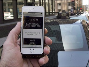 The ride-sharing app Uber is shown on a smartphone.