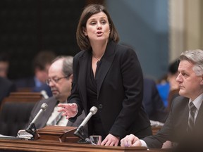 "We have a legislation that's very clear on the end-of-life care that are available here in Quebec and on the choices that have been made by the MNAs here," says Quebec Justice Minister Stéphanie Vallée, seen here responding to Opposition questions , Tuesday, Nov. 24, 2015 at the legislature in Quebec City.