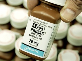 A file photo of a bottle of antidepressant Prozac.