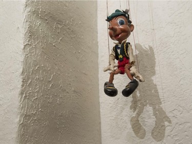 A marionette of Pinocchio in the home of Will Rafuse and Kim Johnson. It was a gift from Kim to Will 25 years ago. The couple came from Vancouver in 2006 to "start a new adventure" in Montreal.