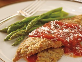You can serve breaded veal cutlets with a green vegetable and crusty bread.