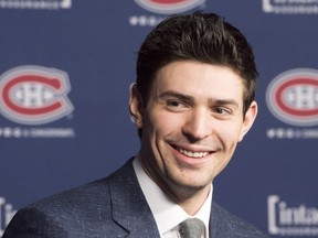 Montreal Canadiens' goaltender Carey Price speaks to the media after winning the Lou Marsh award as Canada's Athlete of the Year, in Montreal, on Tuesday, Dec. 15, 2015.