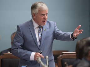 Quebec's second Opposition MNA Francois Paradis questions the government on health, in Sept. 2015 at the legislature in Quebec City.
