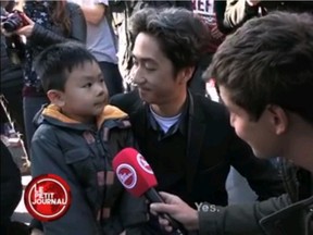 In the video, preschooler Brandon Le tells reporter Martin Weill the attacks on Friday night were conducted by "bad guys" who were "not very nice." He then expresses fear that his family will be forced to move, although his father, Angel Le, reassures him. Credit: Facebook
