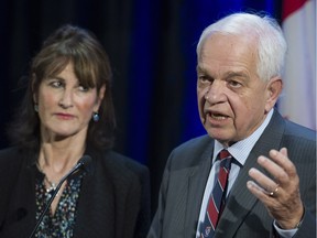 Immigration Minister John McCallum and his provincial counterpart Kathleen Weil speak to the media during a news conference in Montreal, Thursday, December 3, 2015, following their meeting with local stakeholders regarding their plan to resettle 25,000 Syrian refugees to Canada.