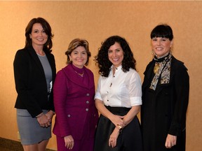 Women of action: Keynote speaker Gloria Allred, second from left, with honourees, from left: Anne-Marie Boucher, Mireille SIlcoff and Nathalie Bondil.