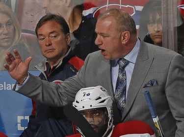 Head coach Michel Therrien of the Montreal Canadiens reacts to third period action against the Florida Panthers at the BB&T Center on December 29, 2015 in Sunrise, Florida. The Panthers defeated the Canadiens 3-1.